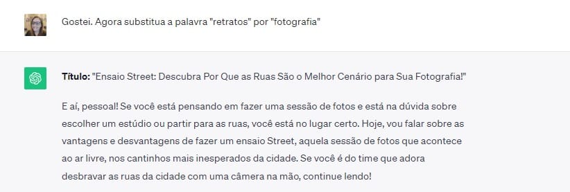 Exemplo de um comando negativo para ser usado em IA de criação de texto