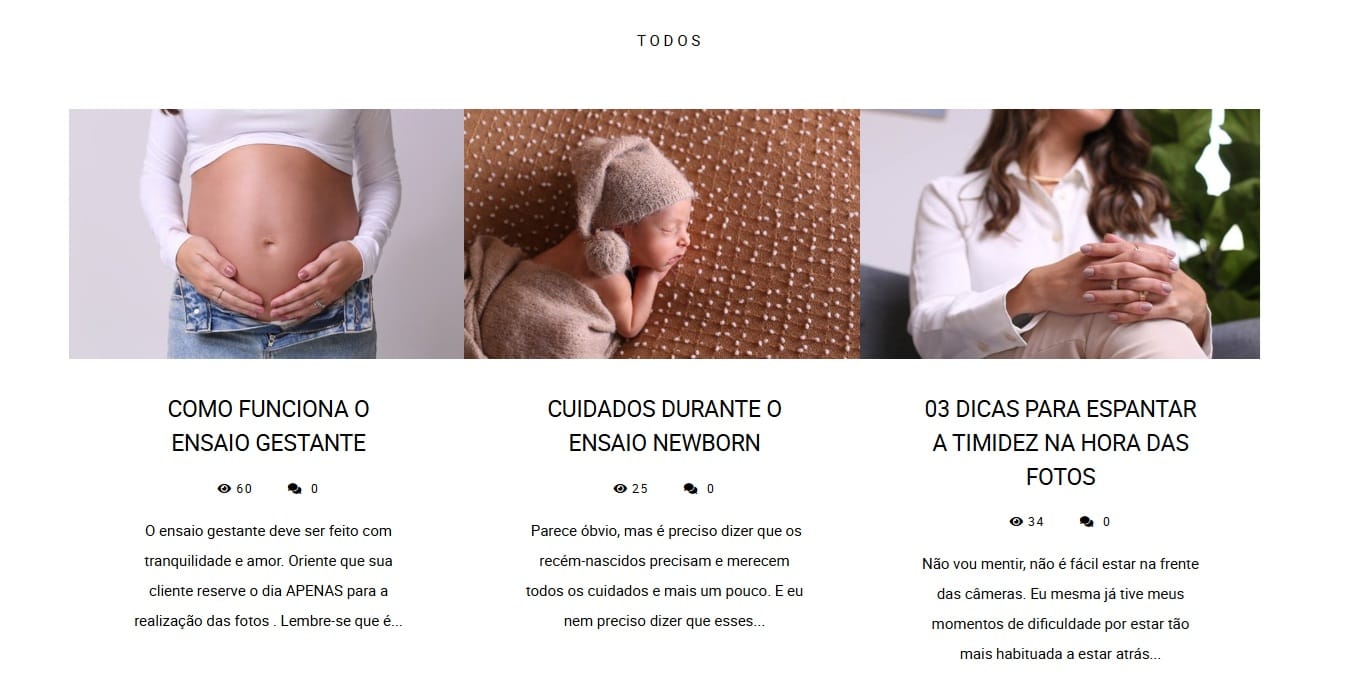 Blog em site de fotografia